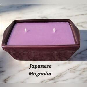 Japanese Magnolia Scented 100% Soy Candle in Stoneware Pan